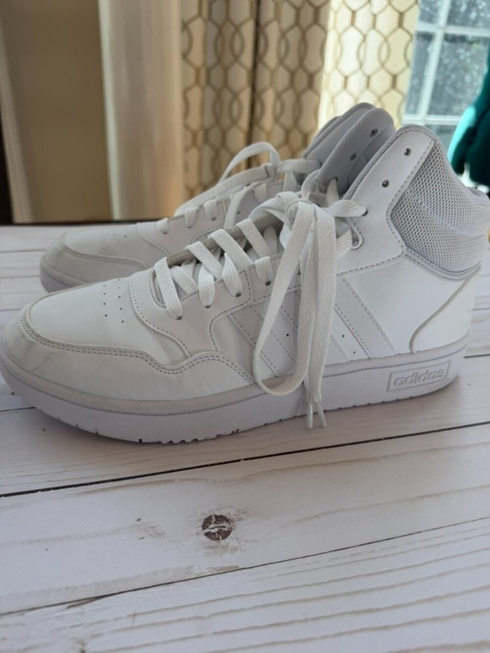 Adidas Hoops 3.0 Mid White Sneakers Women's Size 10 Hip Hop Dance Shoes